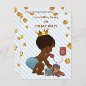 Ethnic Prince On Phone Stripes Dots Baby Shower Invitation (Front/Back)