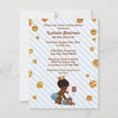 Ethnic Prince On Phone Stripes Dots Baby Shower Invitation (Back)