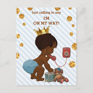 Ethnic Prince On Phone Stripes Dots Baby Shower Invitation