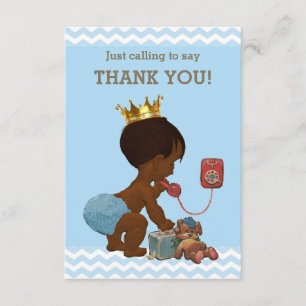 Ethnic Prince on Phone Thank You Chevrons Card