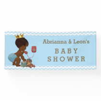 Ethnic Prince Phone Baby Shower Blue Chevrons Banner