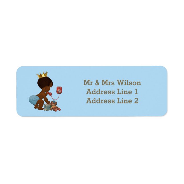 Ethnic Prince Phone Suitcase Blue Baby Shower Label (Front)