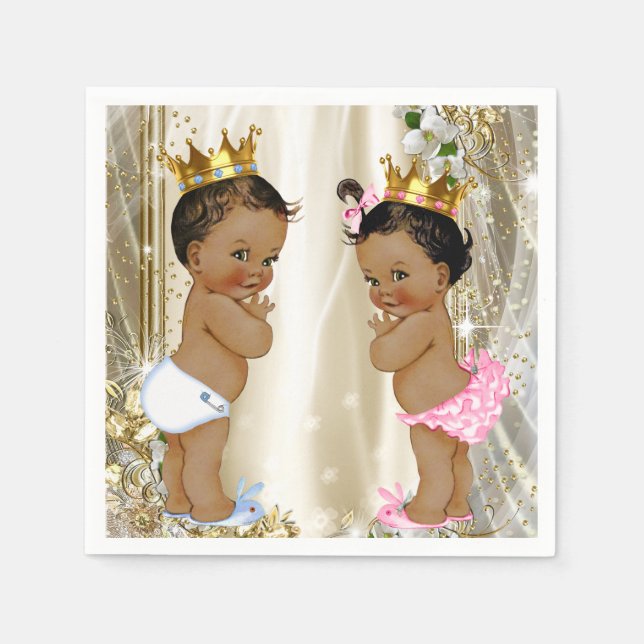 Ethnic Prince Princess Baby Shower Napkins (Front)