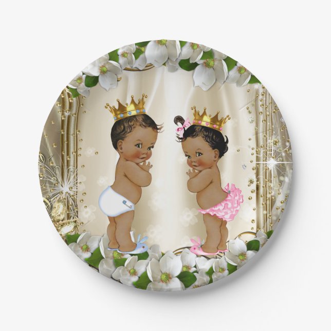 Ethnic Prince Princess Baby Shower Paper Plates (Front)