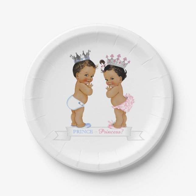 Ethnic Prince Princess Baby Shower Paper Plates (Front)