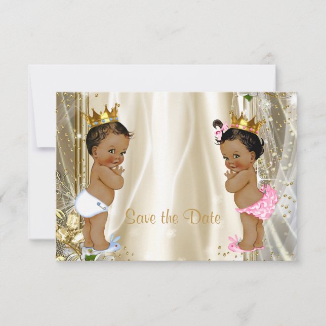 Ethnic Prince Princess Baby Shower Save The Date (Front)