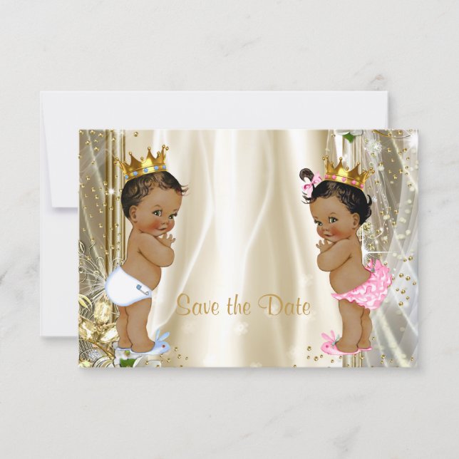 Ethnic Prince Princess Baby Shower Save The Date (Front)