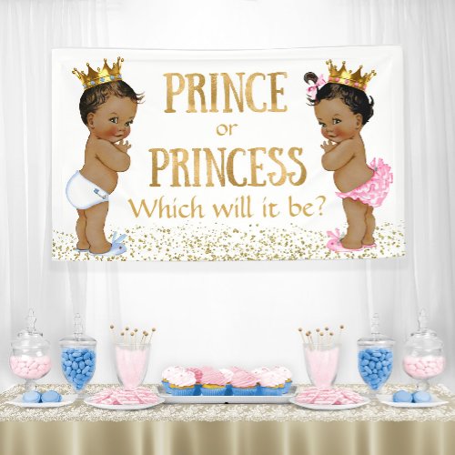 Ethnic Prince Princess Gender Reveal Baby Shower Banner