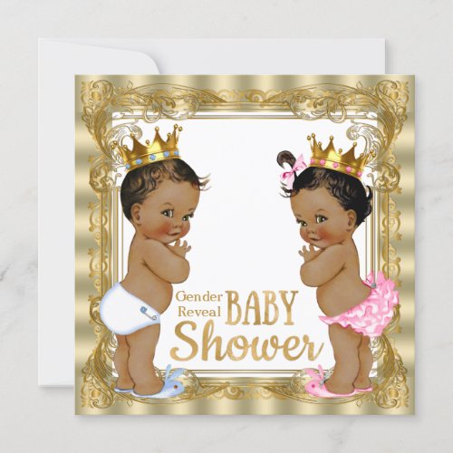 Ethnic Prince Princess Gender Reveal Baby Shower Invitation