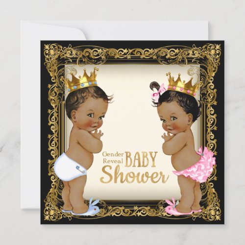 Ethnic Prince Princess Gender Reveal Baby Shower Invitation