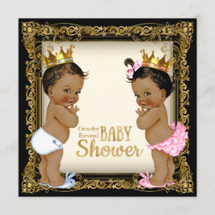 Ethnic Prince Princess Gender Reveal Baby Shower Invitation
