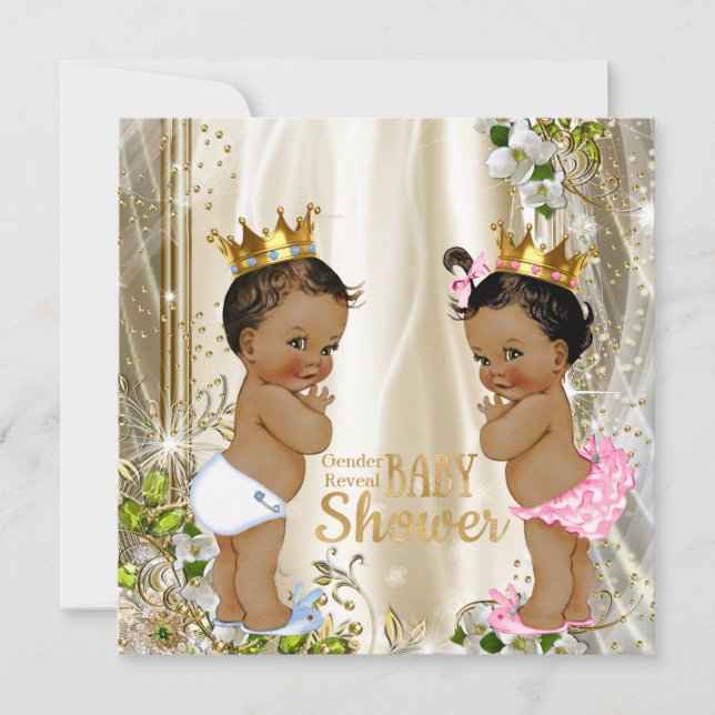 Ethnic Prince Princess Gender Reveal Baby Shower Invitation (Front)