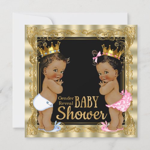 Ethnic Prince Princess Gender Reveal Baby Shower Invitation