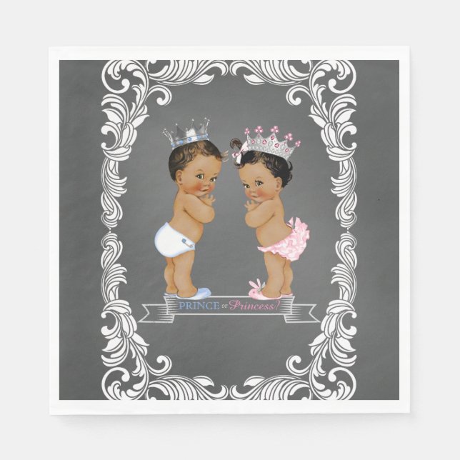 Ethnic Prince Princess Gender Reveal Baby Shower Napkins (Front)