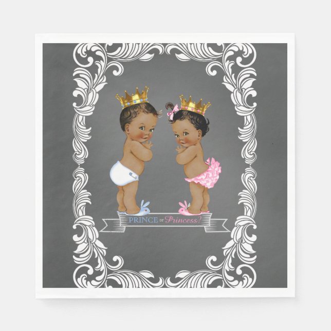Ethnic Prince Princess Gender Reveal Paper Napkins (Front)
