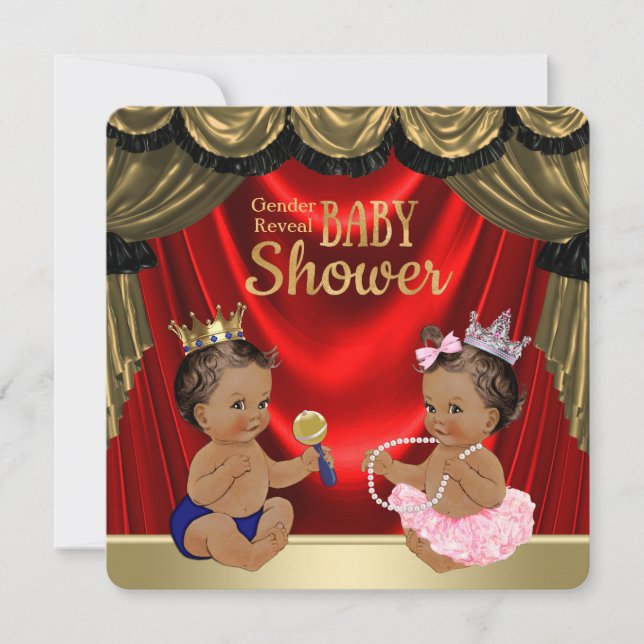 Ethnic Prince Princess Gender Reveal Shower Invitation (Front)