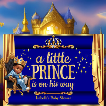 Ethnic Prince Royal Blue Gold Throne Baby Shower  Invitation by VintageBabyShop at Zazzle