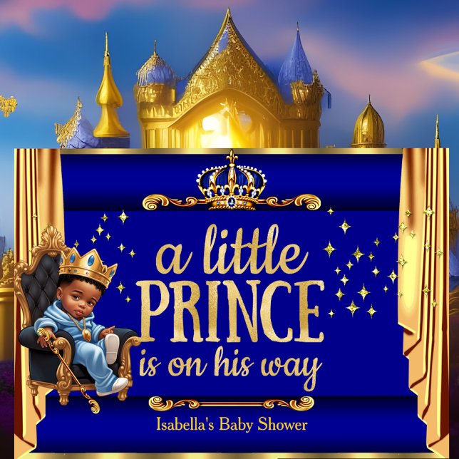 Ethnic Prince Royal Blue Gold Throne Baby Shower  Invitation (Creator Uploaded)