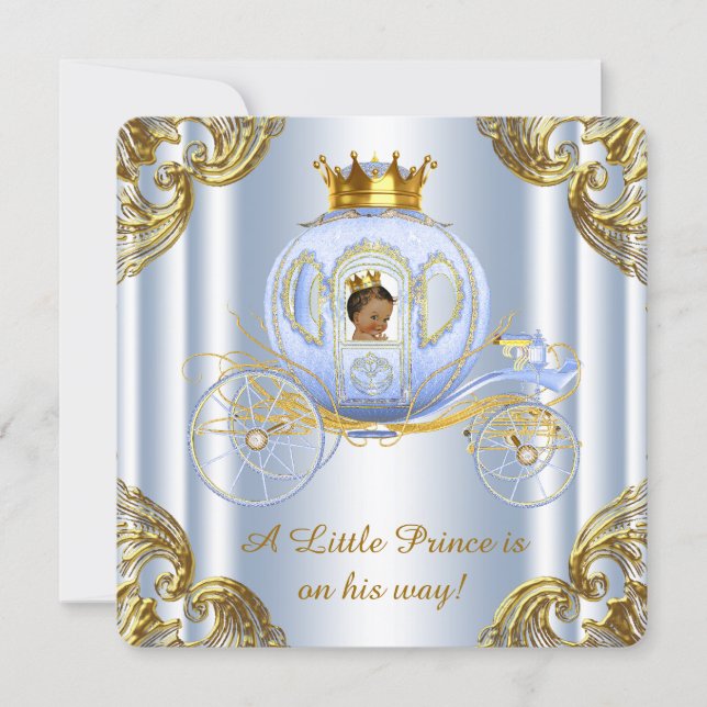 Ethnic Prince Royal Carriage Prince Baby Shower Invitation (Front)