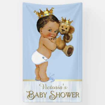 Ethnic Prince Teddy Bear Baby Shower Banner by The_Vintage_Boutique at Zazzle