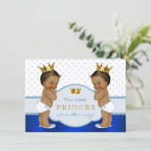 Ethnic Prince Twin Boy Baby Shower Invitation (Standing Front)