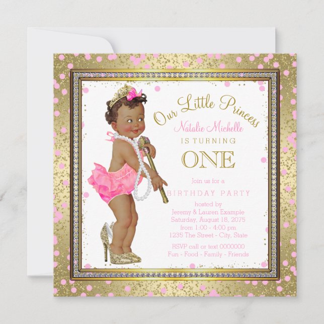 Ethnic Princess 1st Birthday Party Invitation (Front)