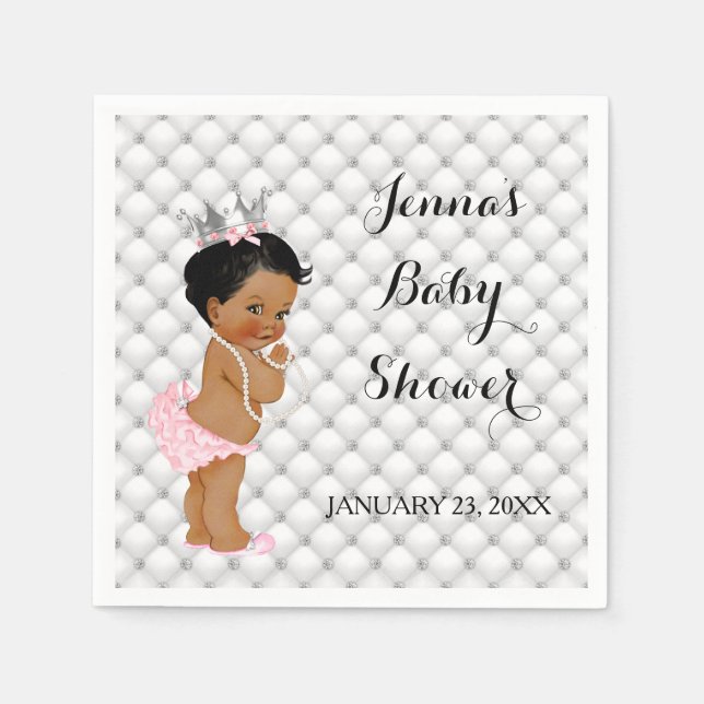 Ethnic Princess Baby Girl Diamonds Paper Napkins (Front)