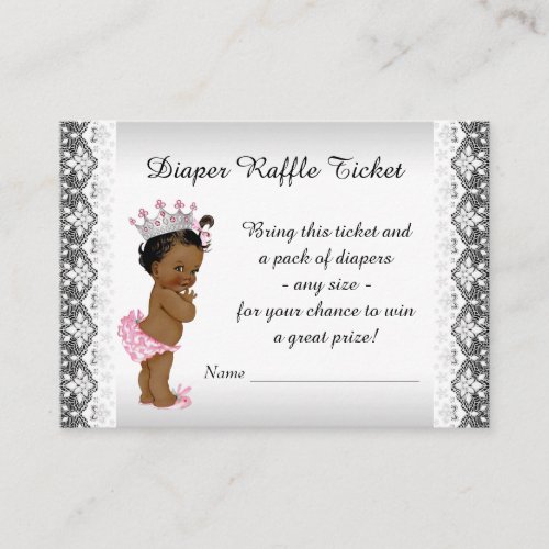 Ethnic Princess Baby Girl Diaper Raffle Ticket Enclosure Card