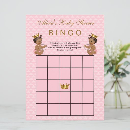 Ethnic Princess Baby Shower Bingo (Standing Front)