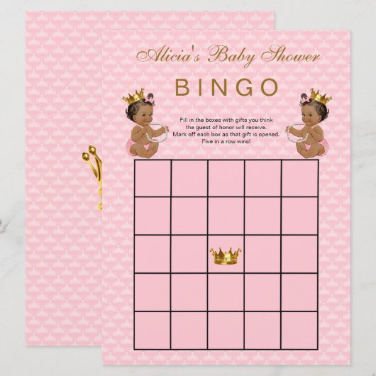 Ethnic Princess Baby Shower Bingo (Front/Back)