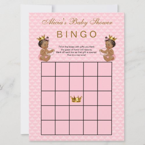 Ethnic Princess Baby Shower Bingo