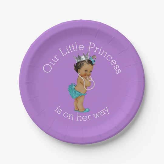 Ethnic Princess Baby Shower Blue Lavender Paper Plate
