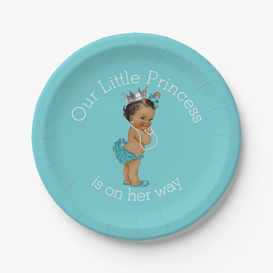 Princess Baby Shower Pink Gold Rose Floral Blonde Paper Plate