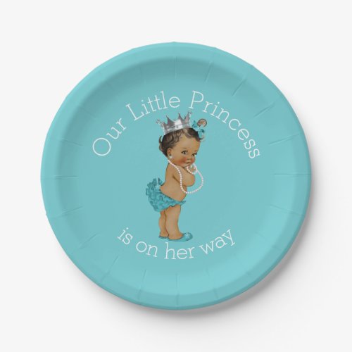 Ethnic Princess Baby Shower Blue Paper Plates