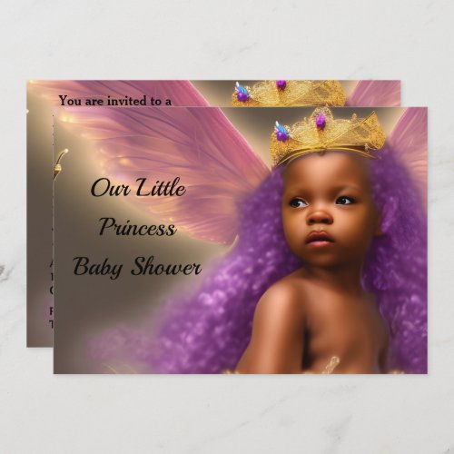 Ethnic Princess Baby Shower butterfly purple 2 Invitation