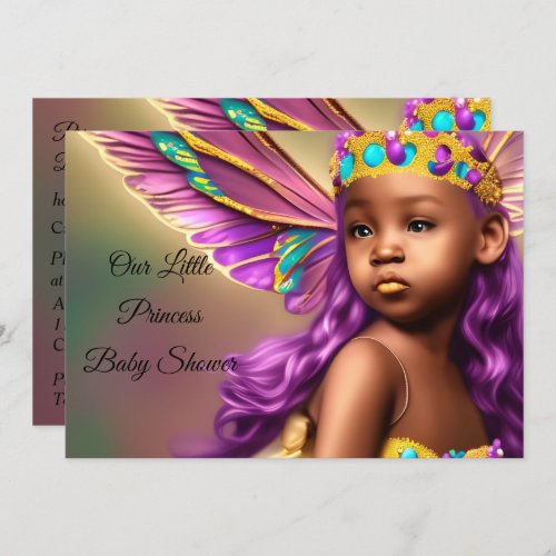 Ethnic Princess Baby Shower butterfly purple Invitation