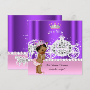 Ethnic Princess Baby Shower Carriage Pink Purple Invitation