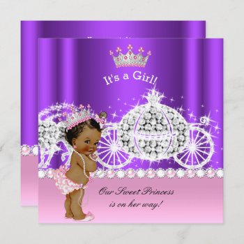 Ethnic Princess Baby Shower Carriage Pink Purple Invitation by VintageBabyShop at Zazzle