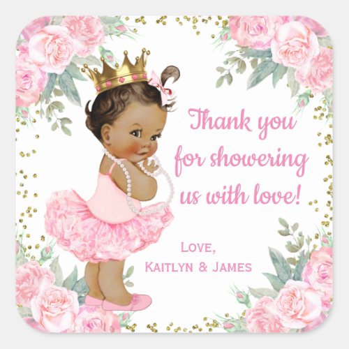 Ethnic Princess Baby Shower Favor Stickers