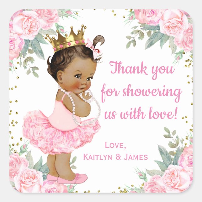 Ethnic Princess Baby Shower Favor Stickers (Front)