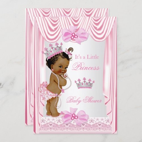 Ethnic Princess Baby Shower Girl Pink Silk Invitation