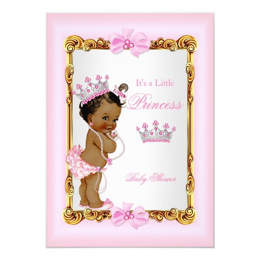 Ethnic Princess Baby Shower Gold Pink Pearls Tiara Card | Zazzle