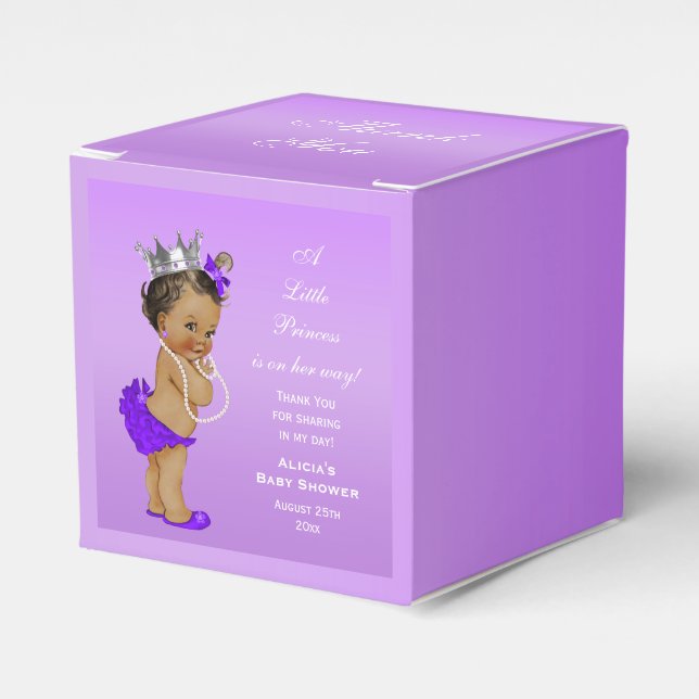 Ethnic Princess Baby Shower Lavender Favor Boxes (Front Side)