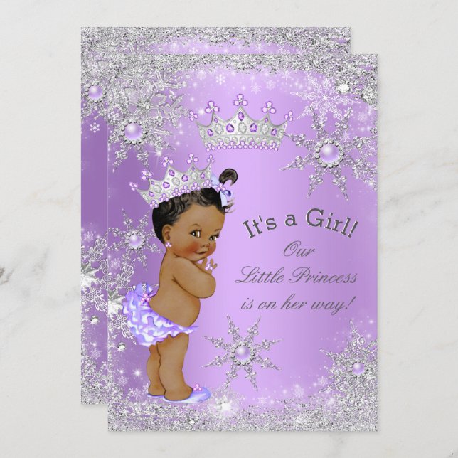 Ethnic Princess Baby Shower Lavender Wonderland Invitation (Front/Back)