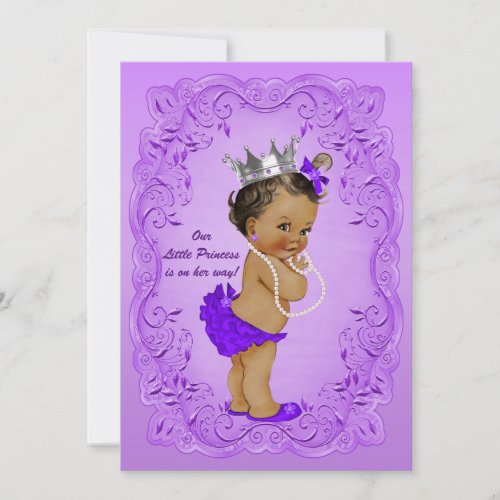 Ethnic Princess Baby Shower Ornate Purple Frame Invitation