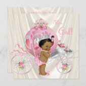 Ethnic Princess Baby Shower Pink and Ivory Pearl Invitation (Front/Back)