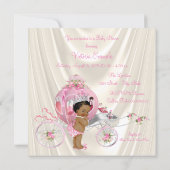 Ethnic Princess Baby Shower Pink and Ivory Pearl Invitation (Back)