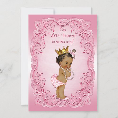 Ethnic Princess Baby Shower Pink Fancy Frame Invitation