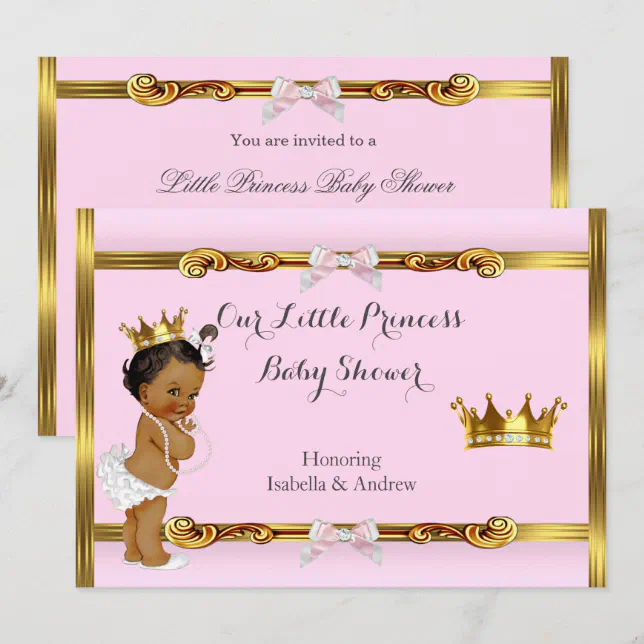 Ethnic Princess Baby Shower Pink Gold Girl Invitation | Zazzle