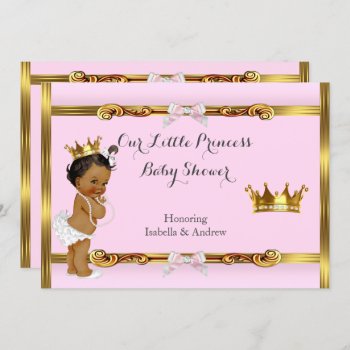 Ethnic Princess Baby Shower Pink Gold Girl Invitation by VintageBabyShop at Zazzle